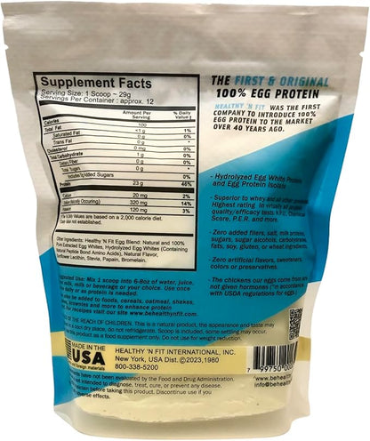 Healthy N Fit 100% EGG PROTEIN- Vanilla (12oz): 100% Egg White Protein PLUS Natural Peptides. Naturally Sweetened, Zero Carb, Keto, Paleo Friendly