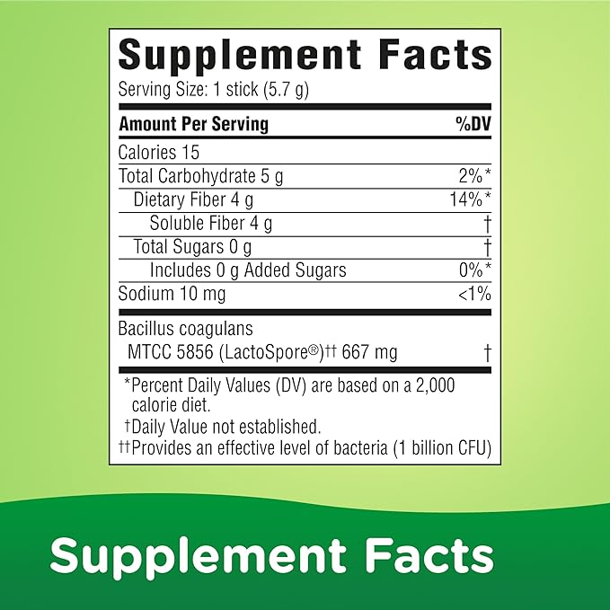 Benefiber Advanced Digestive Health Prebiotic Fiber Supplement Powder with Probiotics for Digestive Health, Low FODMAP – 15 Sticks (3.0 Ounces)