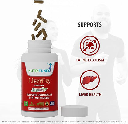 LiverEzy Liver Support & Fat Metabolism Supplement with Bergacyn FF (Bergamot and Artichoke Proprietary Blend) – Non-GMO, Vegan, GMP-Compliant – 30 Capsules, 30-Day Supply