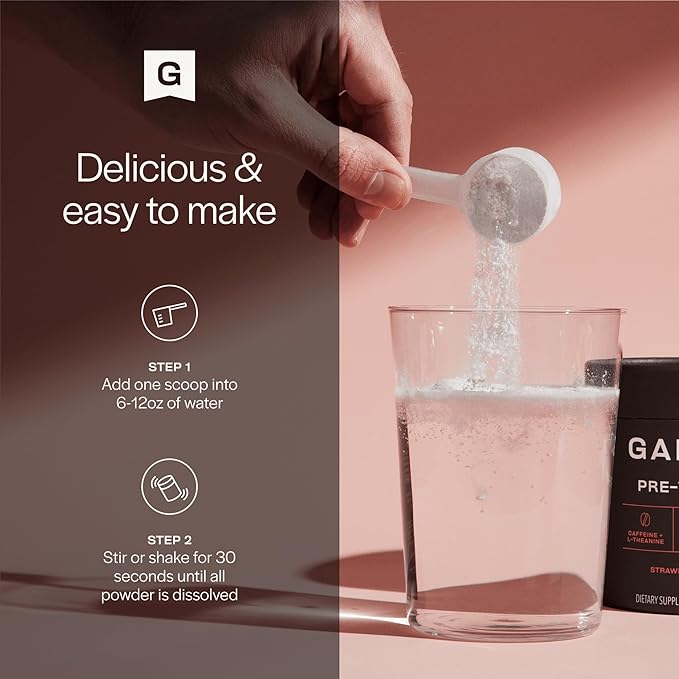 Gainful Pre Workout Powder, Caffeine Free with Creatine, L Citrulline, Beta Alanine, BCAA's, Energy & Muscle Support, Strawberry Lemonade, 14 Servings