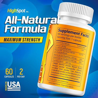 Height Growth - Height Growth Maximizer - Calcium, Vitamin D3, B1, B2 - Grow Taller Supplement - Bone Growth Supplement - Made in USA (White)