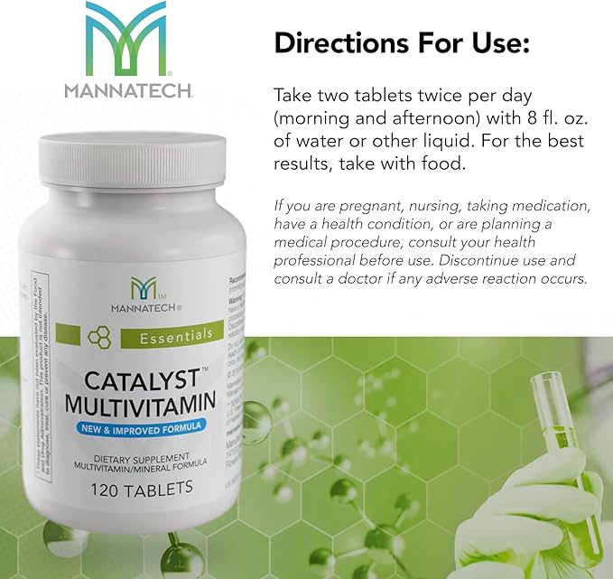 Mannatech Catalyst Multivitamin 120 Tablets, Maximize Your Multivitamin. Provides Antioxidants Vitamin A, Vitamin C, and Vitamin E, Now with Ashwagandha to Support You Physically and Emotionally
