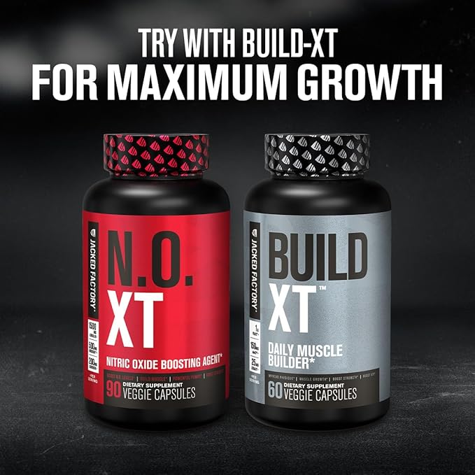 Jacked Factory N.O. XT Nitric Oxide Supplements for Men w/Nitrosigine L Arginine L Citrulline Supplement for Muscle Pumps & Vascularity - Pre Workout Nitric Oxide Booster & Muscle Builder - 180 Caps
