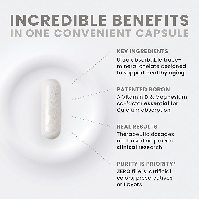 Pure TheraPro Rx Bio Boron 10mg, 3 Months Supply - Bororganic Glycine Boron for Men & Women - Premium Formula for Bone Health, Joint Flexibility, Cardiovascular Function & Immunity Support