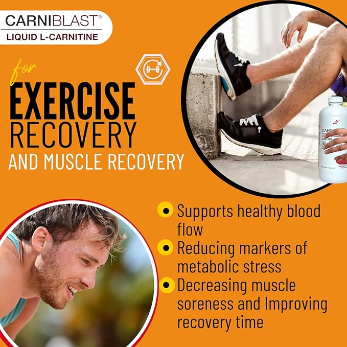 CARNIBLAST Liquid L-Carnitine 3000mg, Premium L Carnitine Carnipure, Sports Nutrition, Energy Supplement and Energy Booster, Peach Mango 16 fl oz