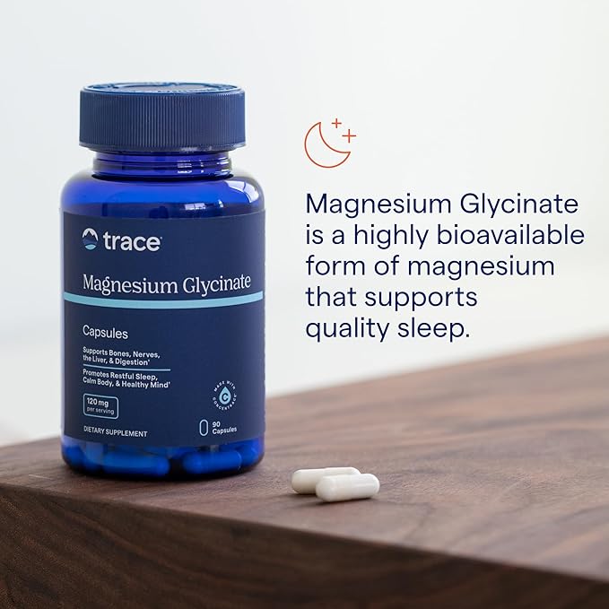 Trace Minerals Magnesium Glycinate 120mg - Bone Strength & Muscle Support - Magnesium Supplement to Aid Healthy Sleep Patterns & Relaxation - Support Nerve Function - 90 Capsules (90 Servings)