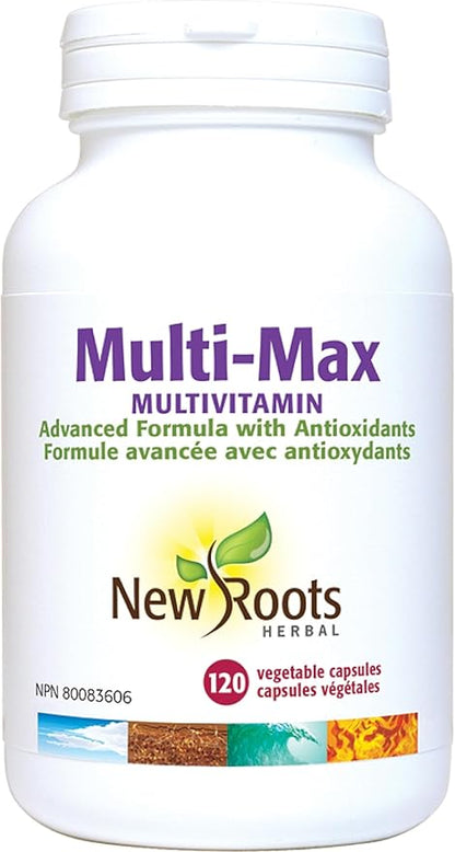 New Roots | Maximum Multi Vitamin and Minerals Supplement | 45 Ingredients: D3, Calcium, Green Tea, Bee Pollen, chlorella, spirulina Coenzyme Q10, Quercetin and More (120 Capsules)