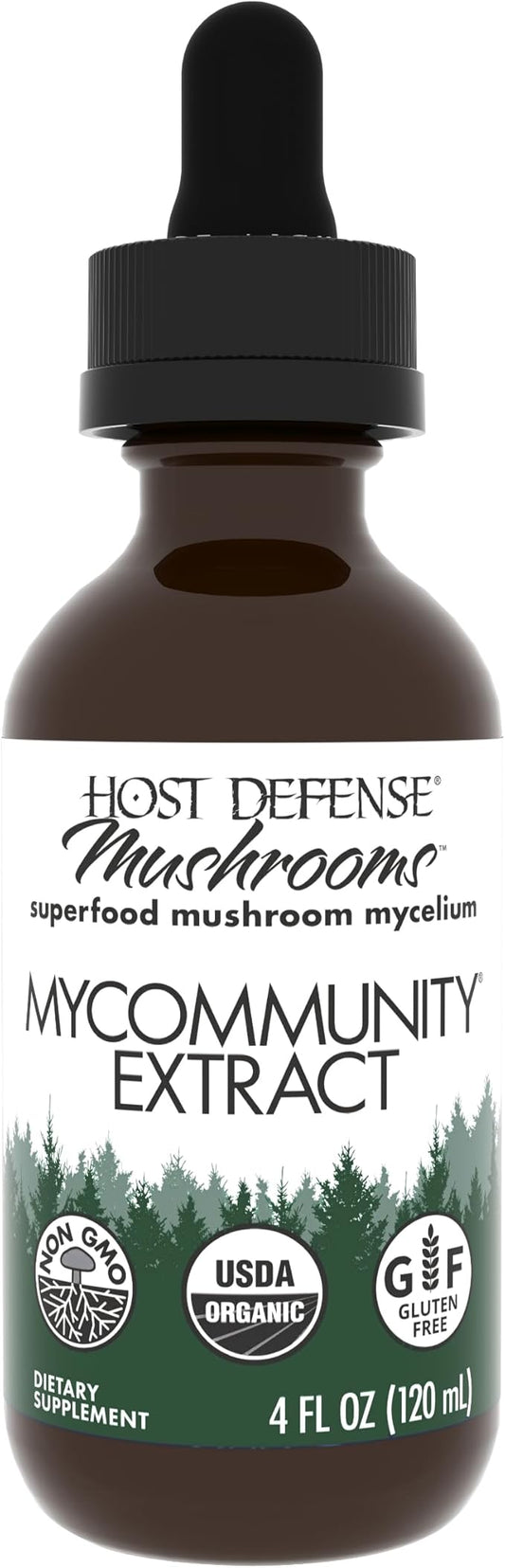 Host Defense MyCommunity Extract - 17 Species Blend Mushroom Supplement for Immune Support - Extract with Lion's Mane, Reishi. Chaga, Cordyceps, Turkey Tail & More - 4 fl oz (120 Servings)*