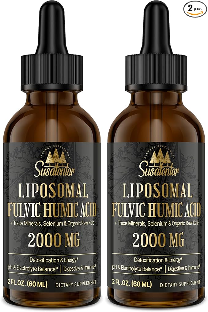 Trace Minerals Electrolytes Drops 2000 MG | Liquid Liposomal Fulvic Humic Acid Supplement | 72+ Trace Minerals | Hydration | Detoxification | Energy | pH Balance | Digestion | Immunity | 4 Oz