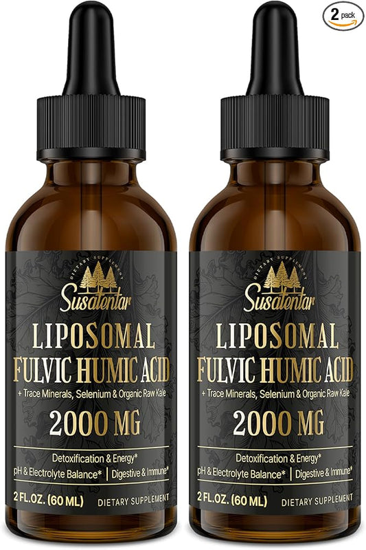 Trace Minerals Electrolytes Drops 2000 MG | Liquid Liposomal Fulvic Humic Acid Supplement | 72+ Trace Minerals | Hydration | Detoxification | Energy | pH Balance | Digestion | Immunity | 4 Oz