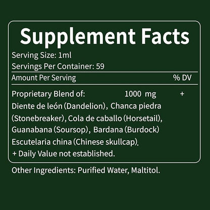 Kidney Cleanse Drops, Diente de Leon y Chanca Piedra for Kidney Stone, Cola de Caballo for Water Away & Edema Relief. Nature Herbal Extract Liquid for Kidney Cleanse Detox & Repair. 6oz