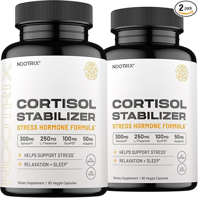 Cortisol Manager and Stabilizer Supplement | Supports Deep Sleep & Relaxation | Cortisol Supplement with Ashwagandha, L-Theanine, Rhodiola Rosea Extract & Apigenin | 180 Vegan Capsules