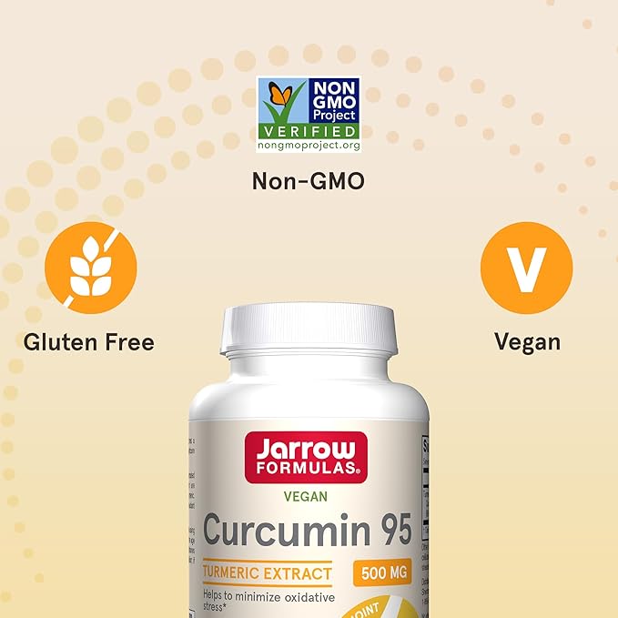 Jarrow Formulas Curcumin 95 500 mg, Turmeric Curcumin Extract for Antioxidant Support, Bone and Joint Support Dietary Supplement, 120 Veggie Capsules, Up to 120 Servings