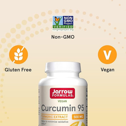Jarrow Formulas Curcumin 95 500 mg,Turmeric Curcumin Extract for Antioxidant Support, Bone and Joint Support Dietary Supplement,120 Veggie Capsules,Up to 120 Servings, Pack of 12