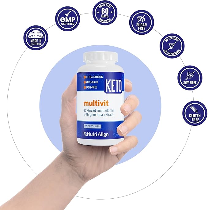 Nutri-Align Multivit | 90 Multivitamin Capsules for Keto | 20 Essential Vitamins and Minerals with Green Tea Extract and Chromium | Low Carb Keto Support Multi Vitamin | Sugar Free and Zero Carb