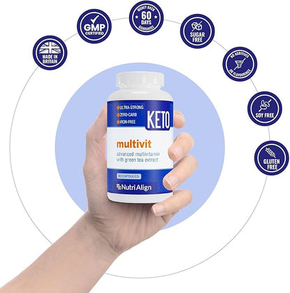 Nutri-Align Multivit | 90 Multivitamin Capsules for Keto | 20 Essential Vitamins and Minerals with Green Tea Extract and Chromium | Low Carb Keto Support Multi Vitamin | Sugar Free and Zero Carb