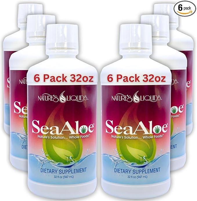 Nature's Liquids Aloe Vera Juice Oceanic Elixir - Proprietary Botanical Blend for Thyroid, Digestion and Immune Support, 32oz (Pack of 6)