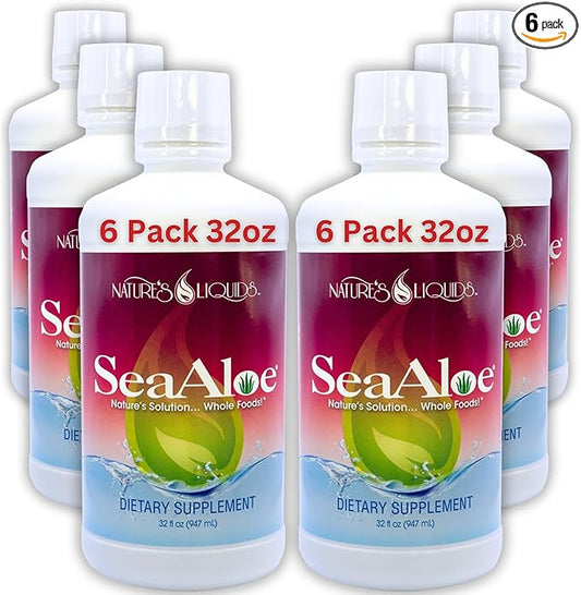 Nature's Liquids Aloe Vera Juice Oceanic Elixir - Proprietary Botanical Blend for Thyroid, Digestion and Immune Support, 32oz (Pack of 6)