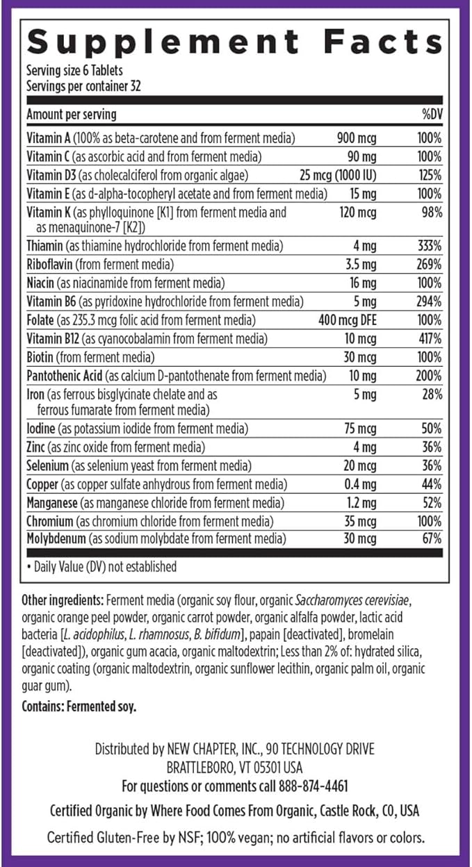 New Chapter Tiny Tabs Multivitamin with 20+ Nutrients for Immune, Cellular Energy & Stress Support, Including Vitamin D3 + B Vitamins, 192 Count