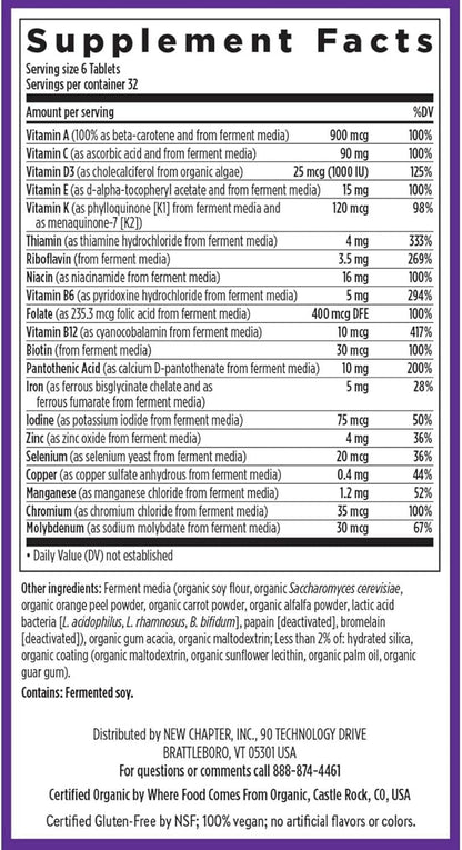 New Chapter Tiny Tabs Multivitamin with 20+ Nutrients for Immune, Cellular Energy & Stress Support, Including Vitamin D3 + B Vitamins, 192 Count