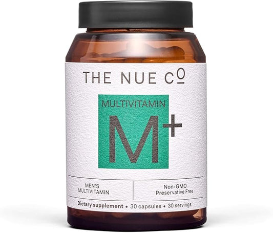 The Nue Co. Men's MULTIVITAMIN Supplement, Supports Energy, Immunity, Focus, Vegan, Gluten Free, 30 Capsules