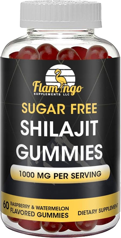 Sugar Free Shilajit Gummies (1000mg Serving)- Natural Himalayan Organic Fulvic Acid Shilajit Supplement for Men and Women -60 Gummy Chews
