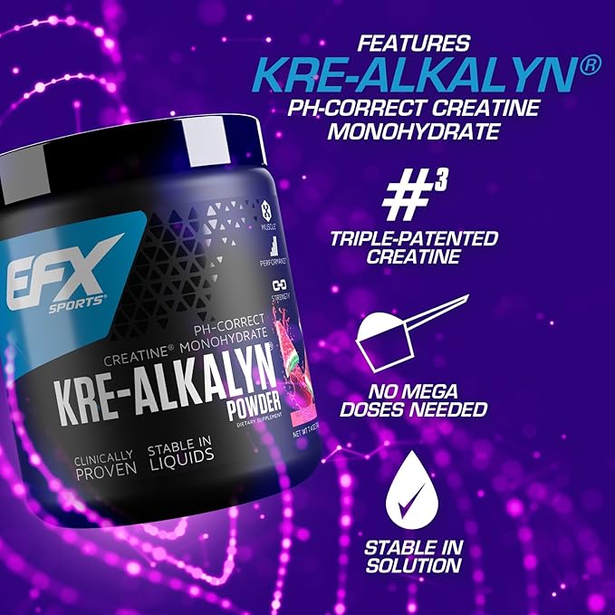 EFX Sports Kre-Alkalyn EFX Powder | pH Correct Creatine Monohydrate Powder Supplement | Strength, Muscle Growth & Performance | 116 Servings (Watermelon Gummy)