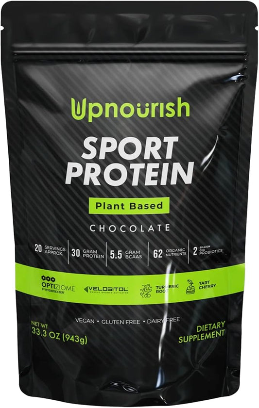 Vegan Sport Protein Powder Chocolate – 30g Plant Based Protein, VELOSITOL, BCAAs, Organic Greens & Fruits, Probiotics, Tart Cherry for Post Workout Recovery, Inform Sports Certified Keto - 20 servings