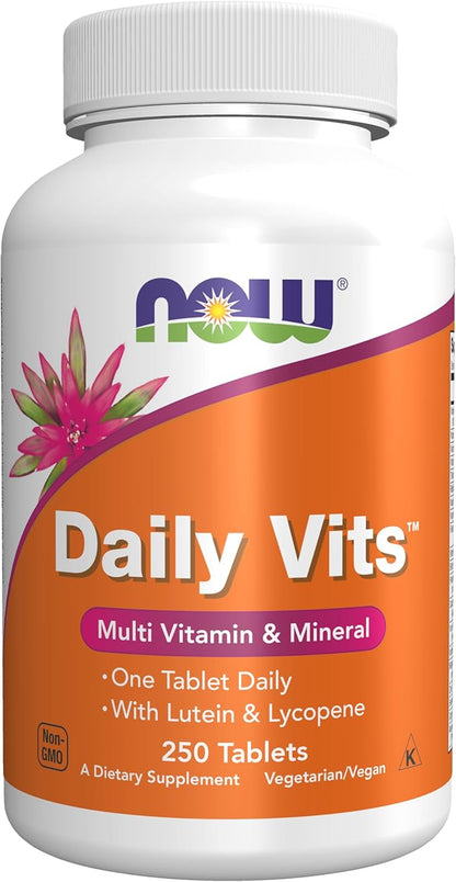 NOW Foods Supplements, Daily Vits™, One Tablet Daily with Lutein & Lycopene, 250 Tablets