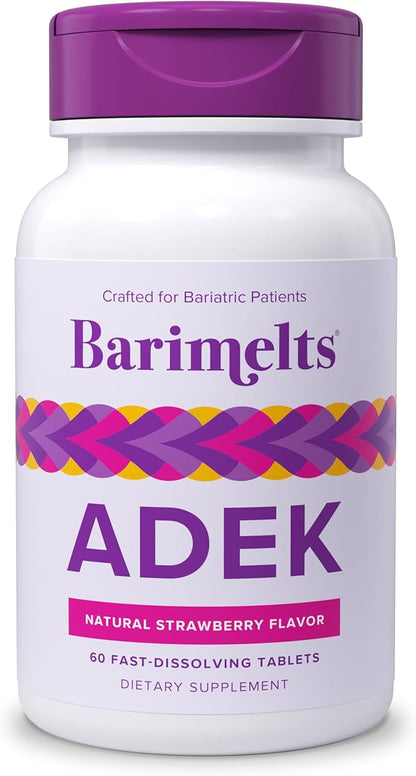 Barimelts ADEK - 60 Fast-Dissolving Tablets (2-Month Supply) - Sugar-Free Bariatric Vitamins for Women Including Vitamin A, Vitamin D, Vitamin E & Vitamin K, Natural Strawberry Flavor