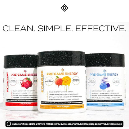 Forgge Focus Energy Drink Powder - Lion’s Mane, Alpha-GPC, L-Theanine and Nootropics for Focus - Vitamins + Electrolytes - Natural Caffeine, Sugar Free (Blue Raspberry)