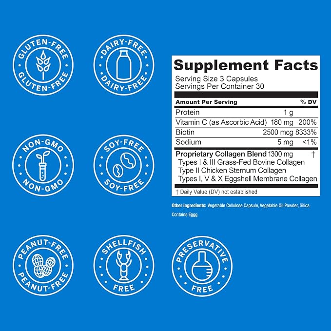 Live Conscious Beyond Collagen Multi Collagen Capsules - Types I, II, III, V & X | Hydrolyzed Blend with Biotin & Vitamin C for Hair, Skin, Nails 90 Capsules (2-Pack)