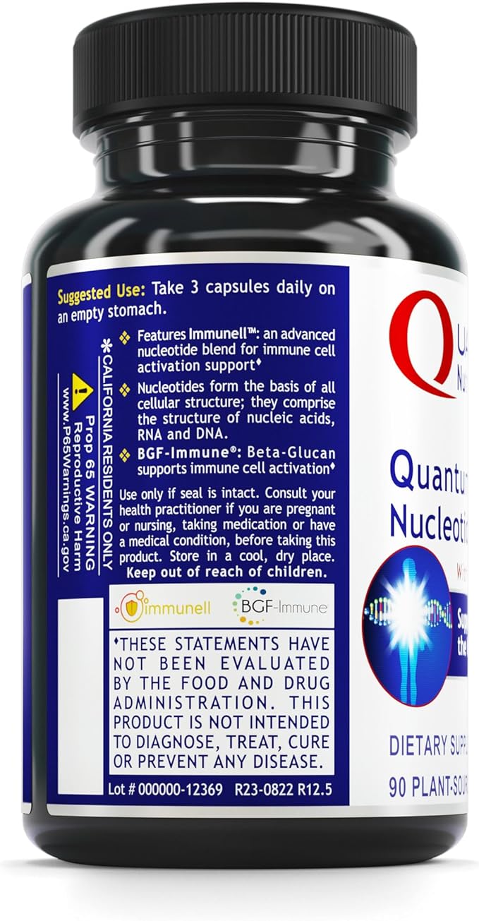 QNL Quantum Nucleotide Complex - Immune Support Supplement with Nucleotides & Beta Glucans - Organic Immunity Support - Natural Energy Supplement - 90 Plant-Based Capsules