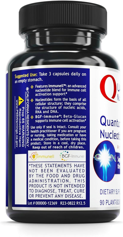 QNL Quantum Nucleotide Complex - Immune Support Supplement with Nucleotides & Beta Glucans - Organic Immunity Support - Natural Energy Supplement - 90 Plant-Based Capsules