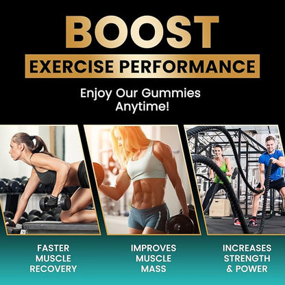 Creatine Monohydrate Gummies for Men & Women, 5000mg Chewables Creatine Supplement for Muscle Growth & Recovery, Promote Energy, Boost Strength, High Absorption, Blueberry Flavor Big Bear Gummies