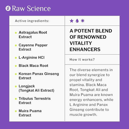 Nitric Oxide Supplements for Men - Black Maca Root, L-Arginine, Tongkat Ali Longjack, Ginseng, Tribulus Terrestris, Muira Puama - Mens Supplement, Male Health, Stamina Booster - 60 capsules