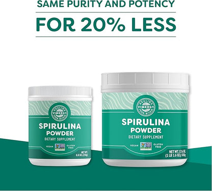 Vimergy Natural Spirulina Powder, 166 Servings – Value Size – Greens Powder – Nutrient Dense Blue-Green Algae Superfood for Smoothies & Juices – Immune Support - Non-GMO, Gluten-Free, Vegan & Paleo