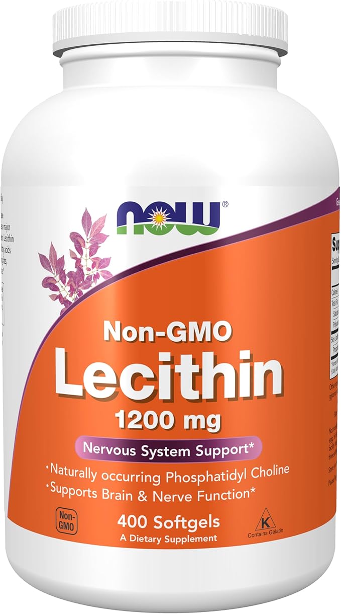 NOW Foods Supplements, Lecithin 1200 mg with naturally occurring Phosphatidyl Choline, 400 Softgels