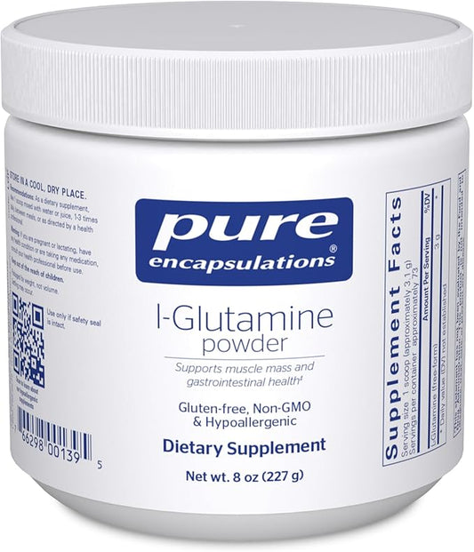 Pure Encapsulations L-Glutamine Powder - Supplement for Immune and Digestive Support, Gut Health and Lining, Metabolism, and Muscle Support* - with Pure Free-Form L-Glutamine - 8 Ounces