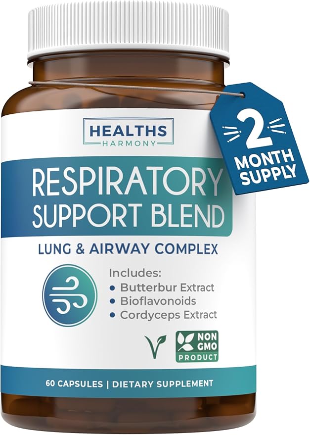 Respiratory Lung Health Supplement - Invigorating Lung Support Supplement Helps Support Clear Airways Mucus Removal and Seasonal or Year Round Lung Detox - Vegan Herbal Clear Lungs Formula (2 Months)
