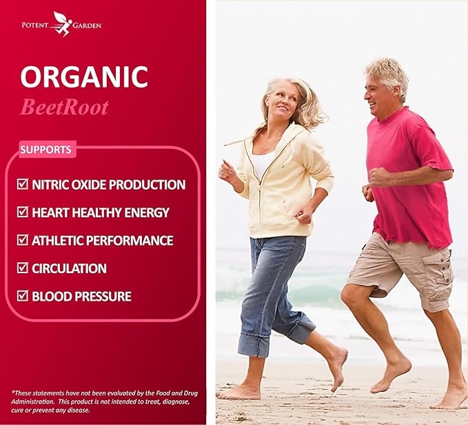 Potent Garden Organic Beet Root Powder (120 Tablets) 1350mg Beets Per Serving with Black Pepper for Extra Absorption - Super Antioxidant and Nitrate Supplement for Athletic Performance and Stamina