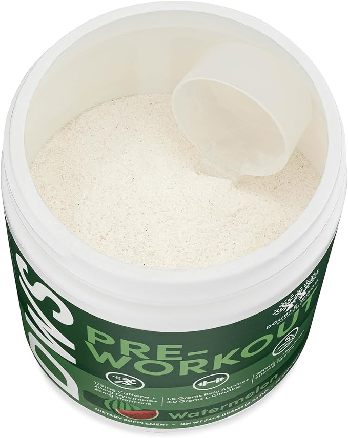 Pre Workout Powder for Men & Women (30 Servings of Caffeine, Beta Alanine, L-Citrulline, Dynamine, L-Theanine, Taurine, Theacrine, & More) Preworkout Powder with Scoop by Double Wood (Watermelon Lime)
