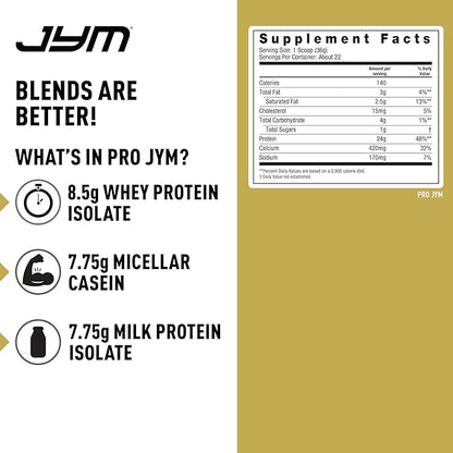 Pro JYM Chocolate Peanut Butter Protein Powder - Whey Protein Isolates, Casein, & Milk Protein, Lean Muscle Building for Men & Women, JYM Supplement Science, 22 Servings
