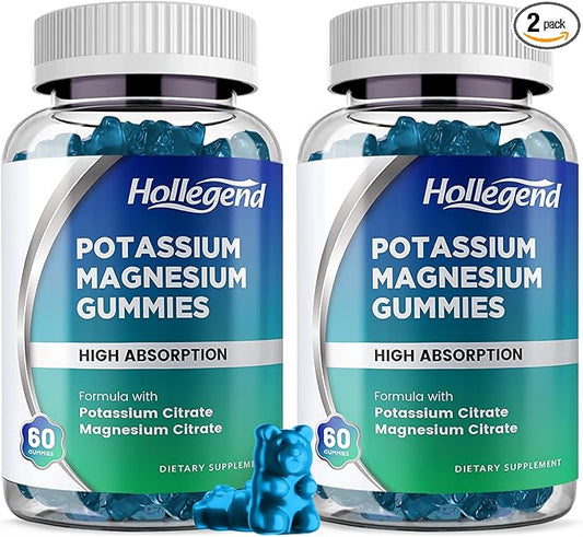Potassium Magnesium Gummies, High Absorption Potassium Citrate 99mg Magnesium Citrate 180mg, Chewable Gummy Supplements for Leg Cramps & Muscle, 120 Count