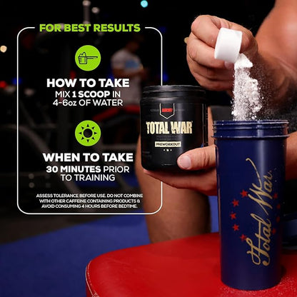 REDCON1 Total War Pre Workout Powder - Caffeinated Energy Powder with Beta Alanine for Enhanced Muscular Endurance - Fast Acting Preworkout with L Citrulline, Watermelon (50 Servings)