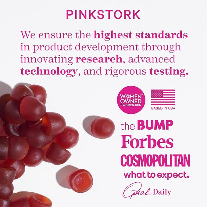 Pink Stork Total Glow Gummies - Hair, Skin, and Nails Vitamins - 11 Vitamins & Nutrients - Biotin, Vitamin A, B6, B12, Folate - Beautiful Hair, Radiant Skin, and Strong Nails - 60 Berry Biotin Gummies