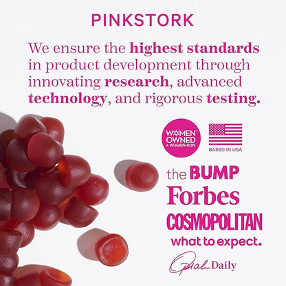 Pink Stork Total Glow Gummies - Hair, Skin, and Nails Vitamins - 11 Vitamins & Nutrients - Biotin, Vitamin A, B6, B12, Folate - Beautiful Hair, Radiant Skin, and Strong Nails - 60 Berry Biotin Gummies