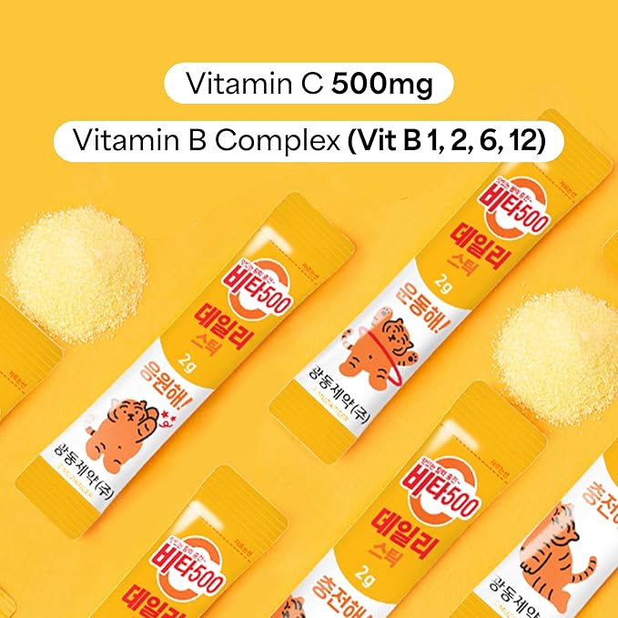 Vita500 Multivitamin Powder Daily Stick, Improve Strong Immune, & Energy Boost with Vitamin C 500mg, and Vitamin B Complex (180 Sticks of 500mg)