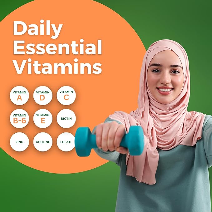 Halal Adult Multivitamin Gummies for Men, Women, Complete Everyday Nutritional Support with Biotin, Vegan, Natural Fruit Flavors, Non-GMO, Made in USA - Halal Vitamins