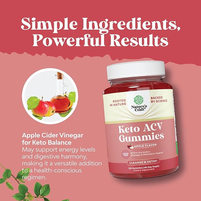Extra Strength Keto ACV Gummies - Vegan Keto Apple Cider Vinegar Gummies Sugar Free and Delicious for Slimming Cleanse and Detox Goals - Non GMO Apple Cider Vinegar Gummies with The Mother (2 Months)
